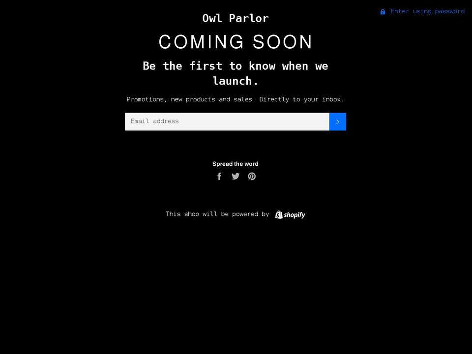 owlparlor.com shopify website screenshot