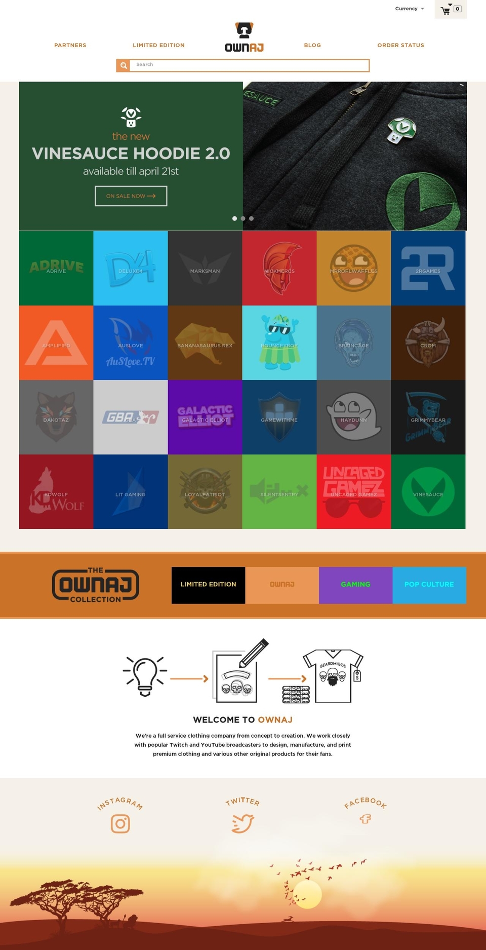 ownaj.com shopify website screenshot