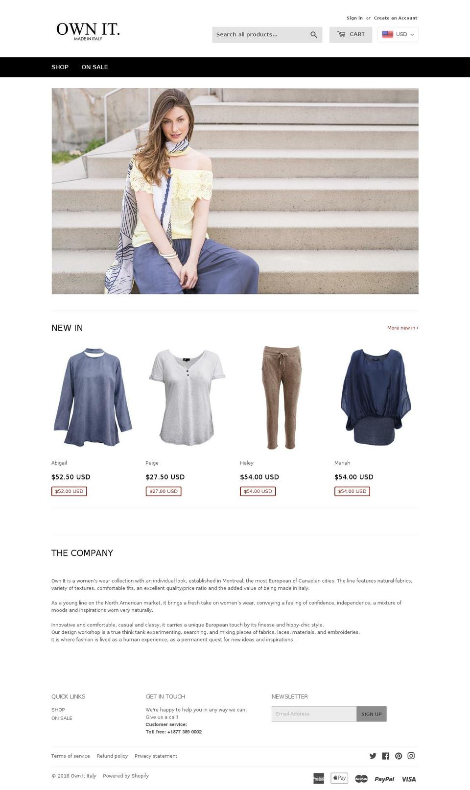 ownititaly.com — Shopify storefront screenshot