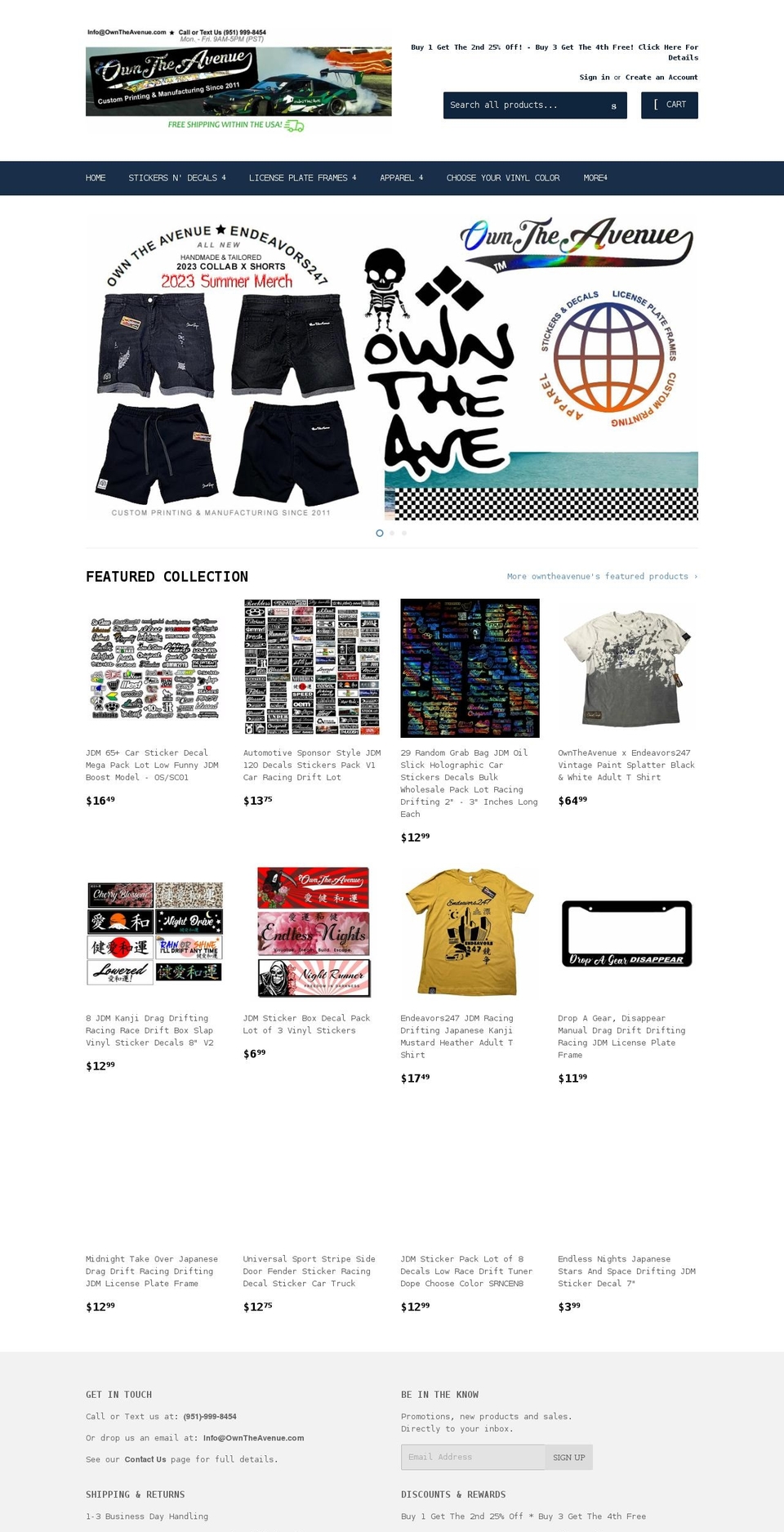 owntheavenue.com shopify website screenshot