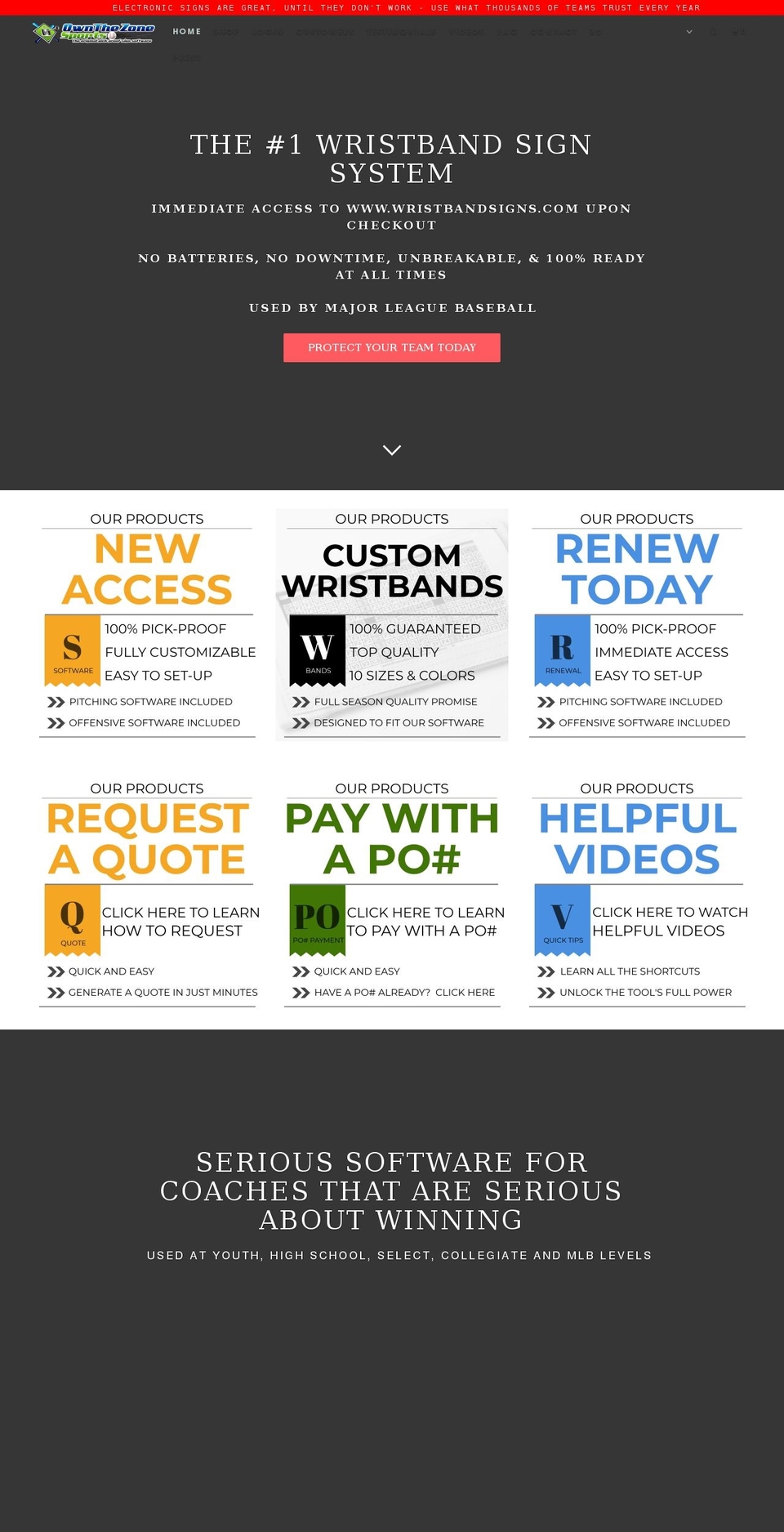 ownthezonesports.com shopify website screenshot