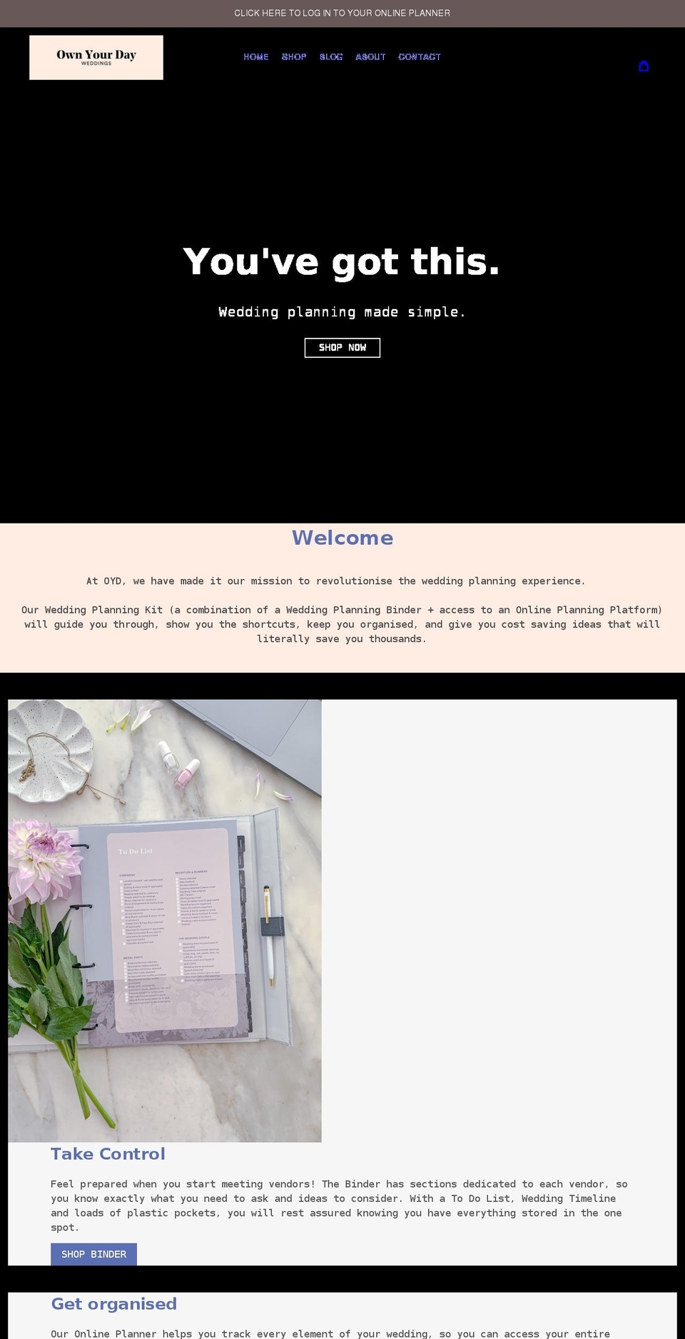 ownyourdayweddings.com shopify website screenshot