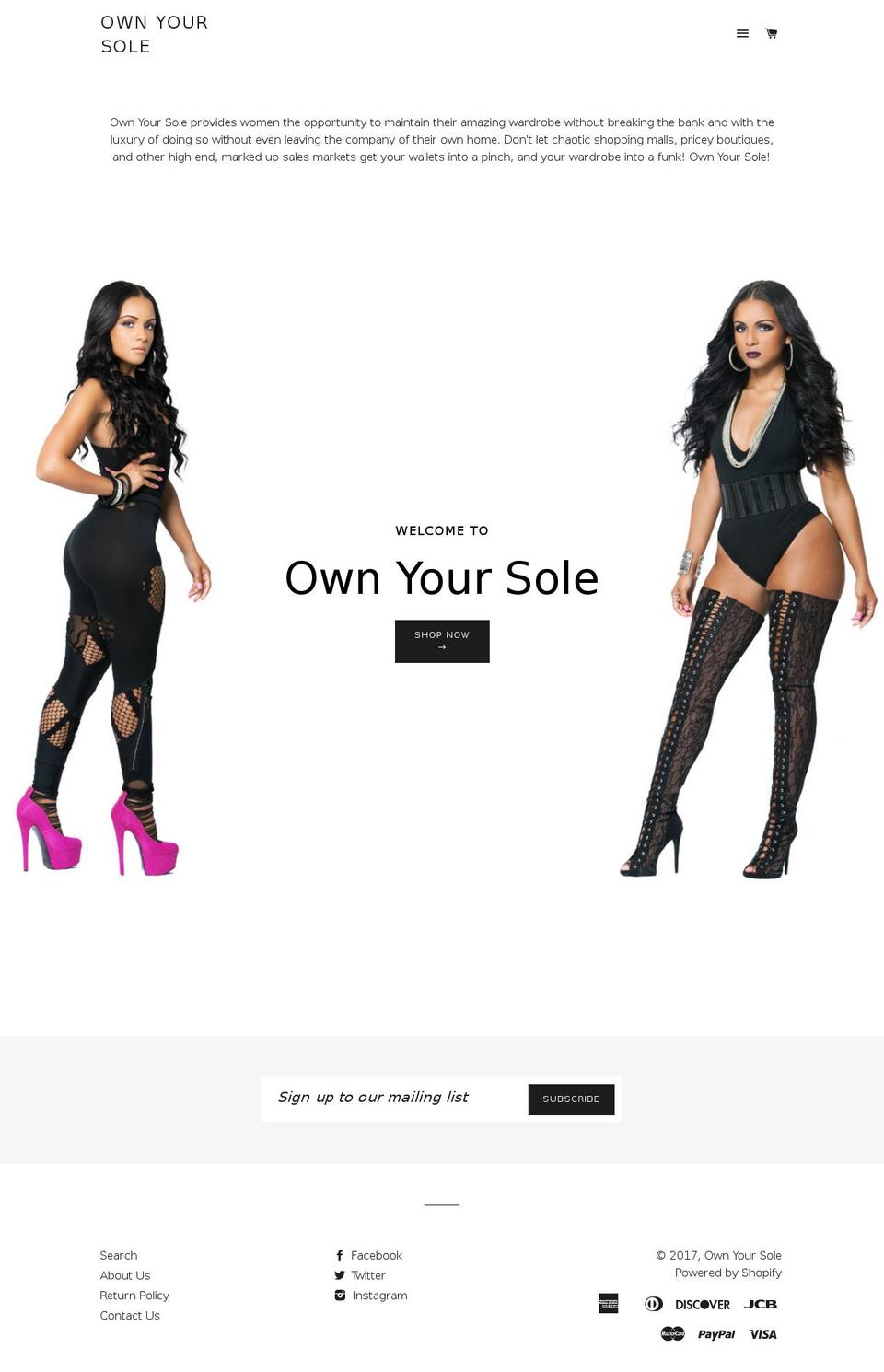 ownyoursole.com shopify website screenshot