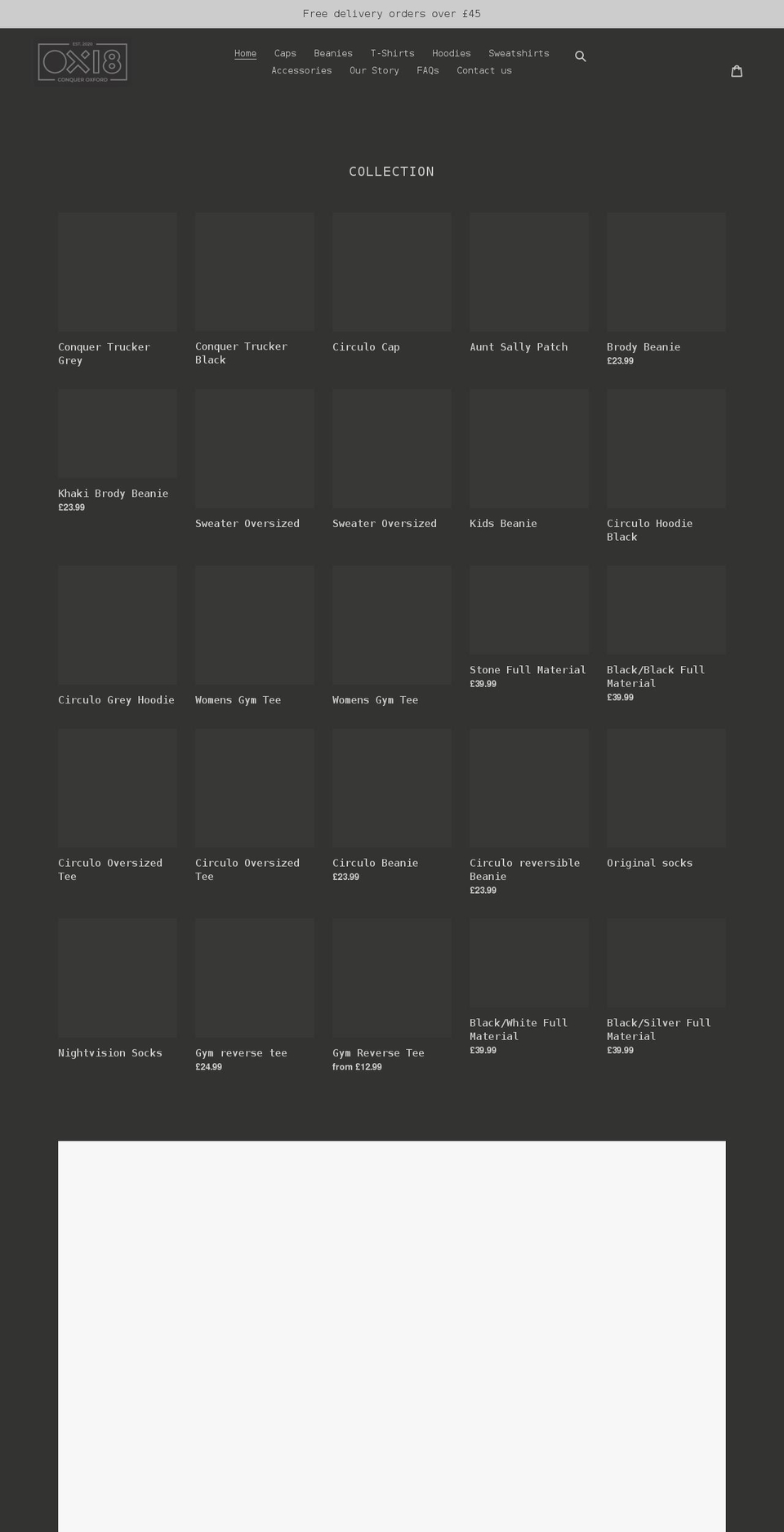 ox18.net shopify website screenshot