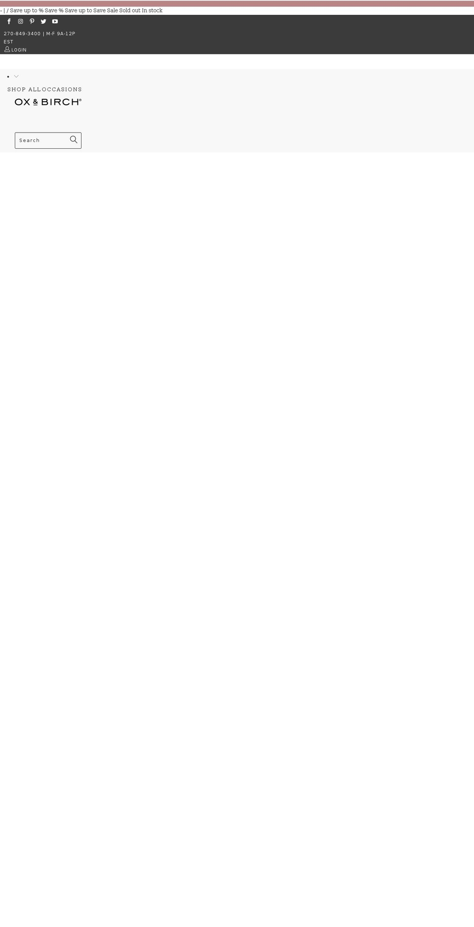 oxandbirch.com shopify website screenshot