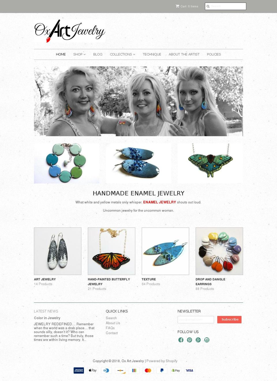 oxartjewelry.com — Shopify storefront screenshot