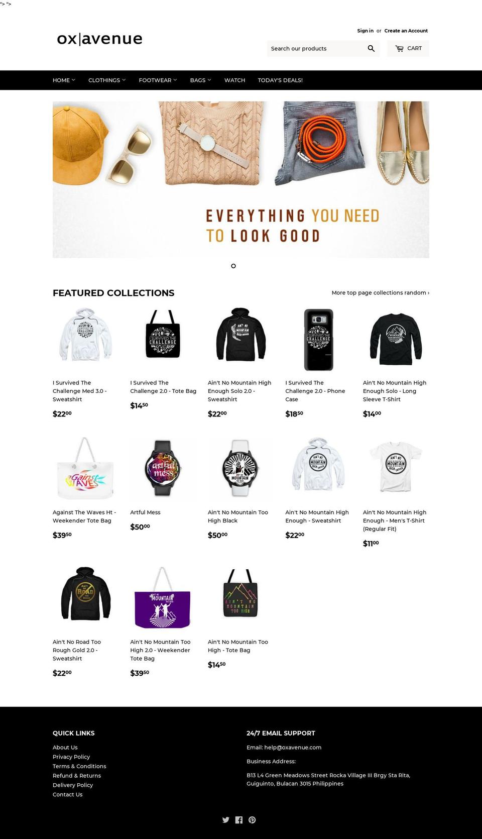 oxavenue.com — Shopify storefront screenshot