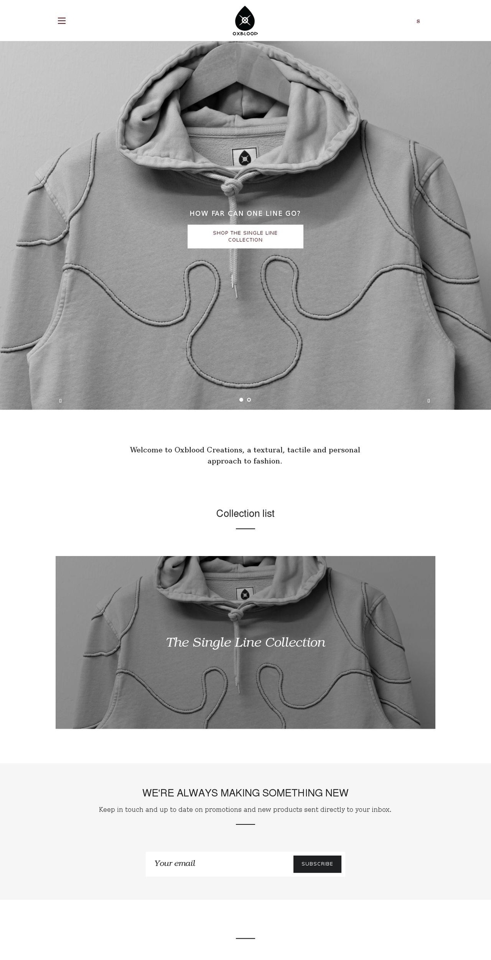 oxbloodcreations.com shopify website screenshot