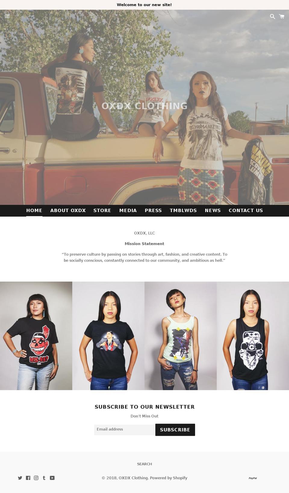 oxdxclothing.com shopify website screenshot
