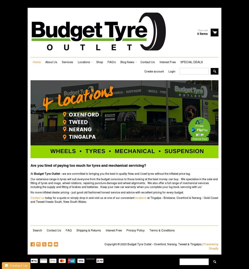 oxenfordbudgettyres.com.au shopify website screenshot