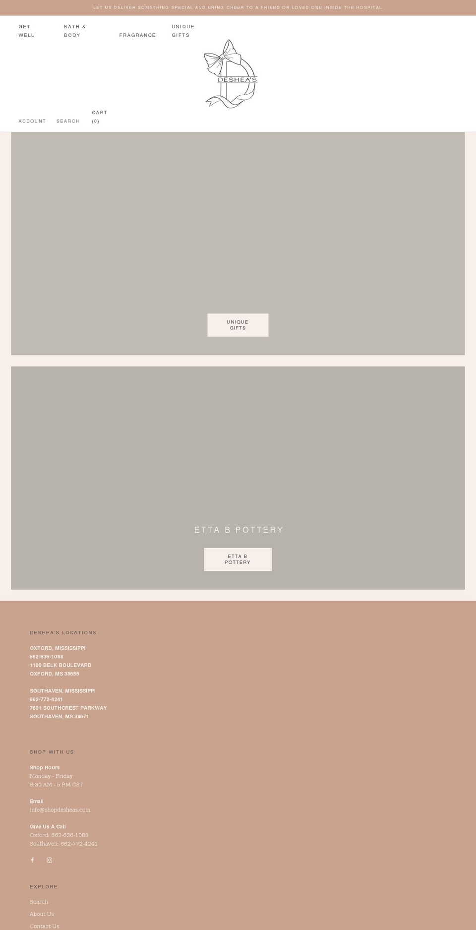 oxfordhospitalgiftshop.com shopify website screenshot