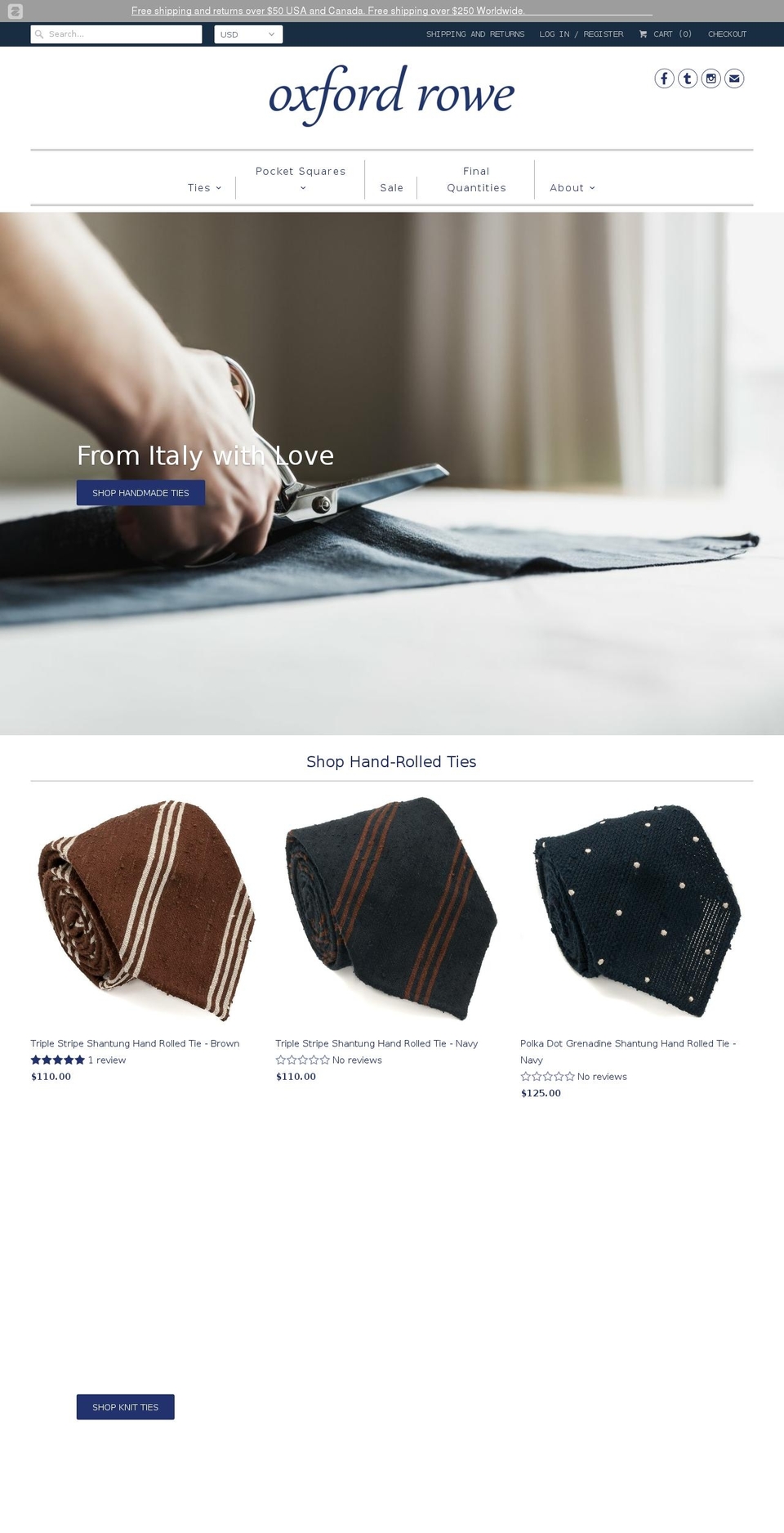oxfordrowe.com — Shopify storefront screenshot