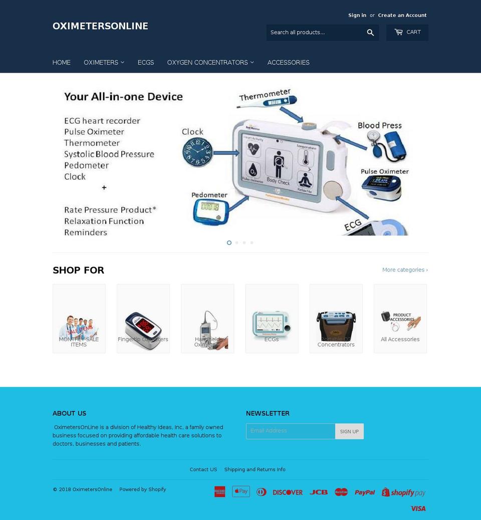 oximetersdirect.net shopify website screenshot