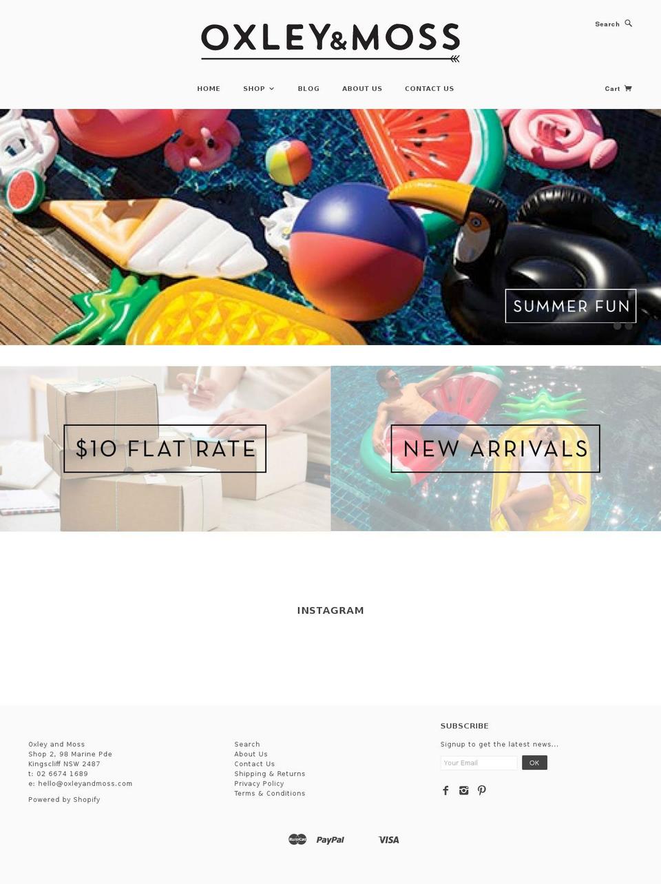 oxleyandmoss.com — Shopify storefront screenshot