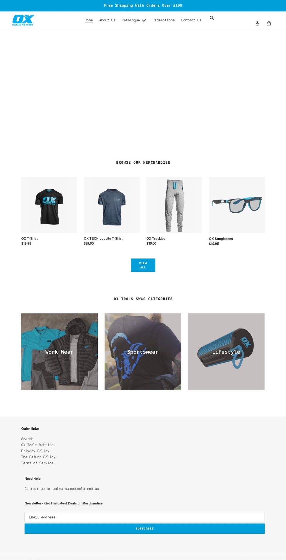 oxtoolswag.com.au shopify website screenshot