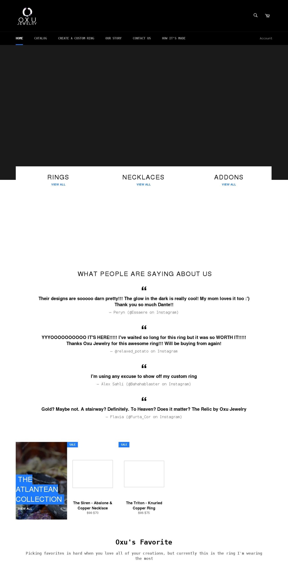 oxujewelry.com shopify website screenshot