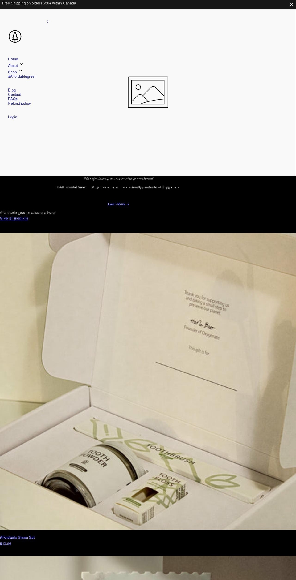 oxygenate.ca shopify website screenshot