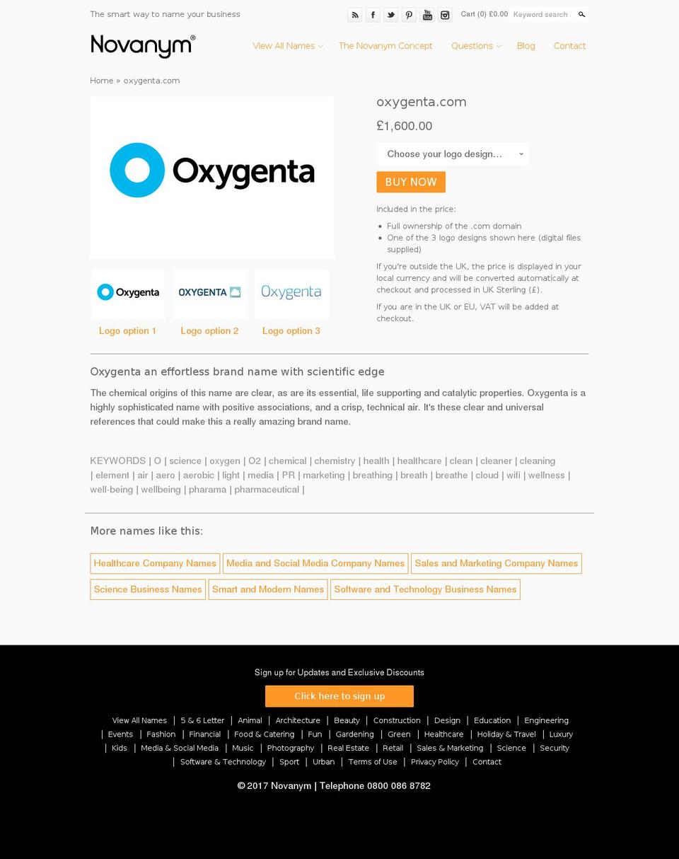 oxygenta.com shopify website screenshot