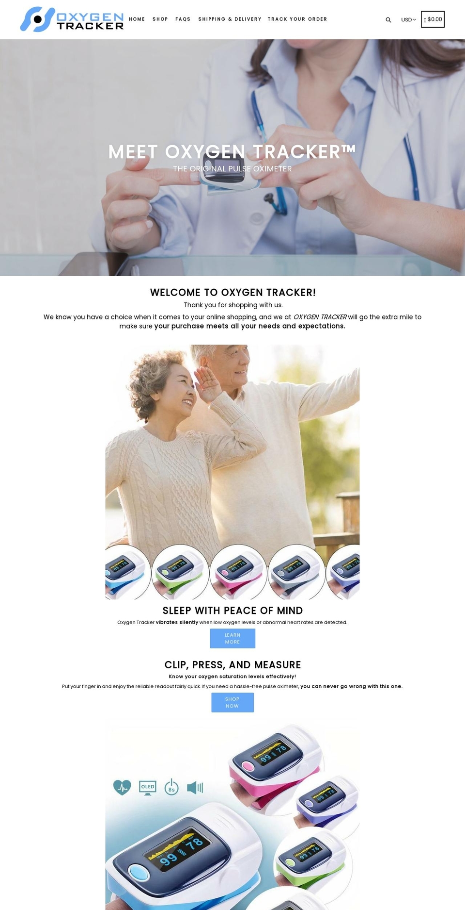 oxygentracker.com shopify website screenshot