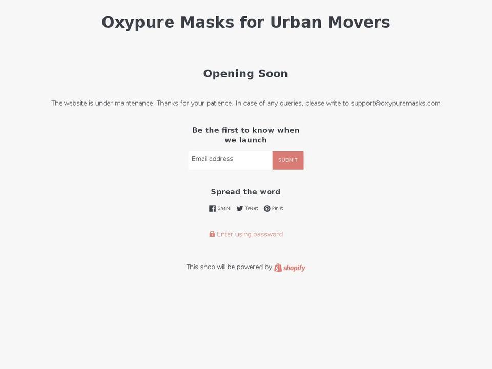 oxypuremasks.com shopify website screenshot