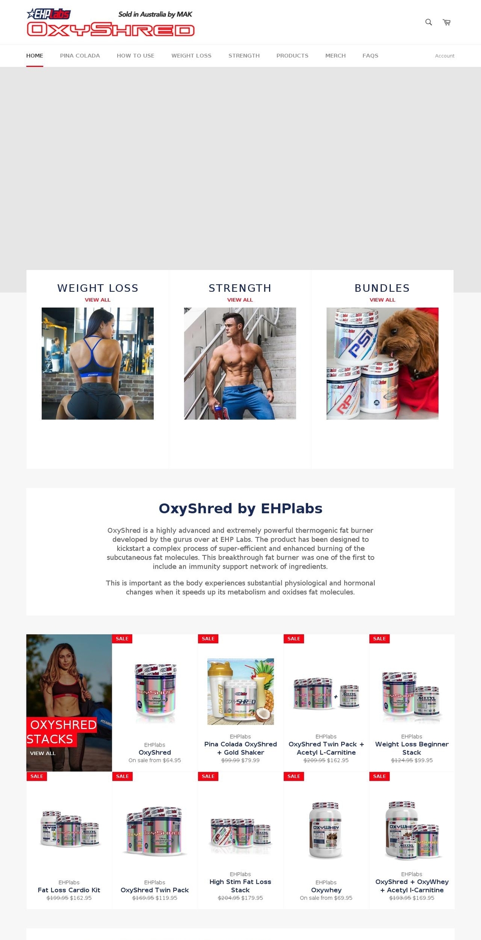 oxyshred.com.au shopify website screenshot
