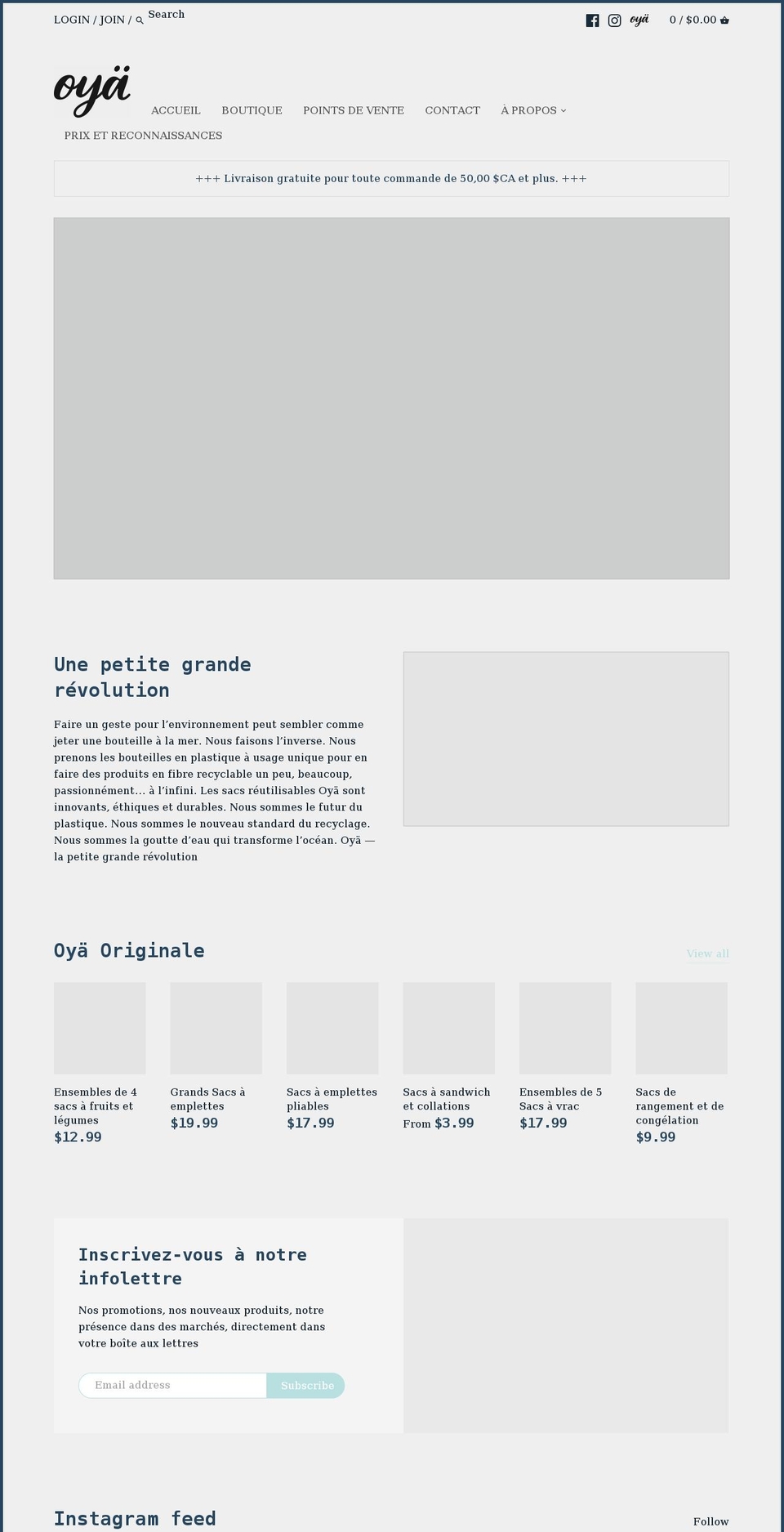 oya.eco shopify website screenshot