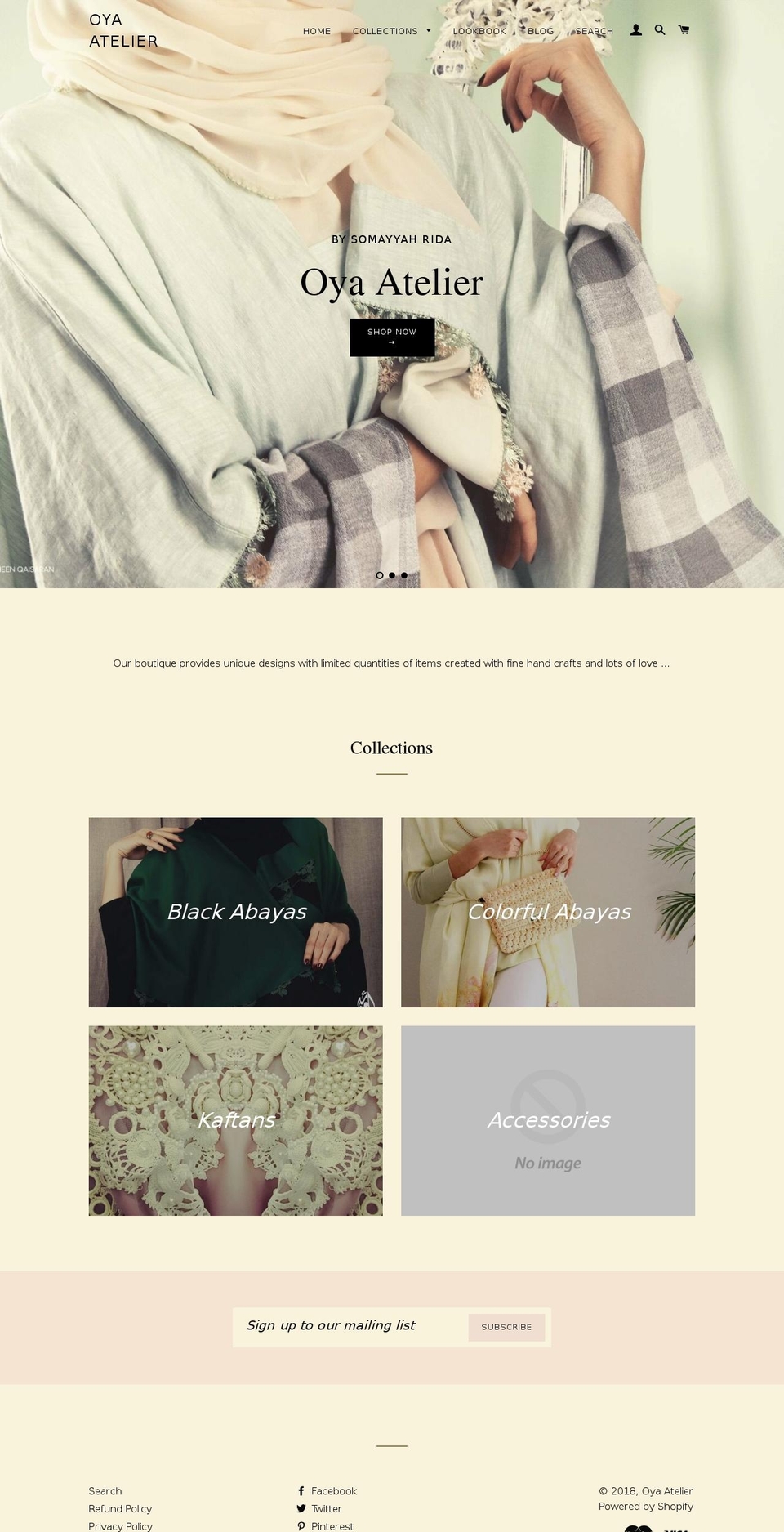 oyaatelier.com — Shopify storefront screenshot