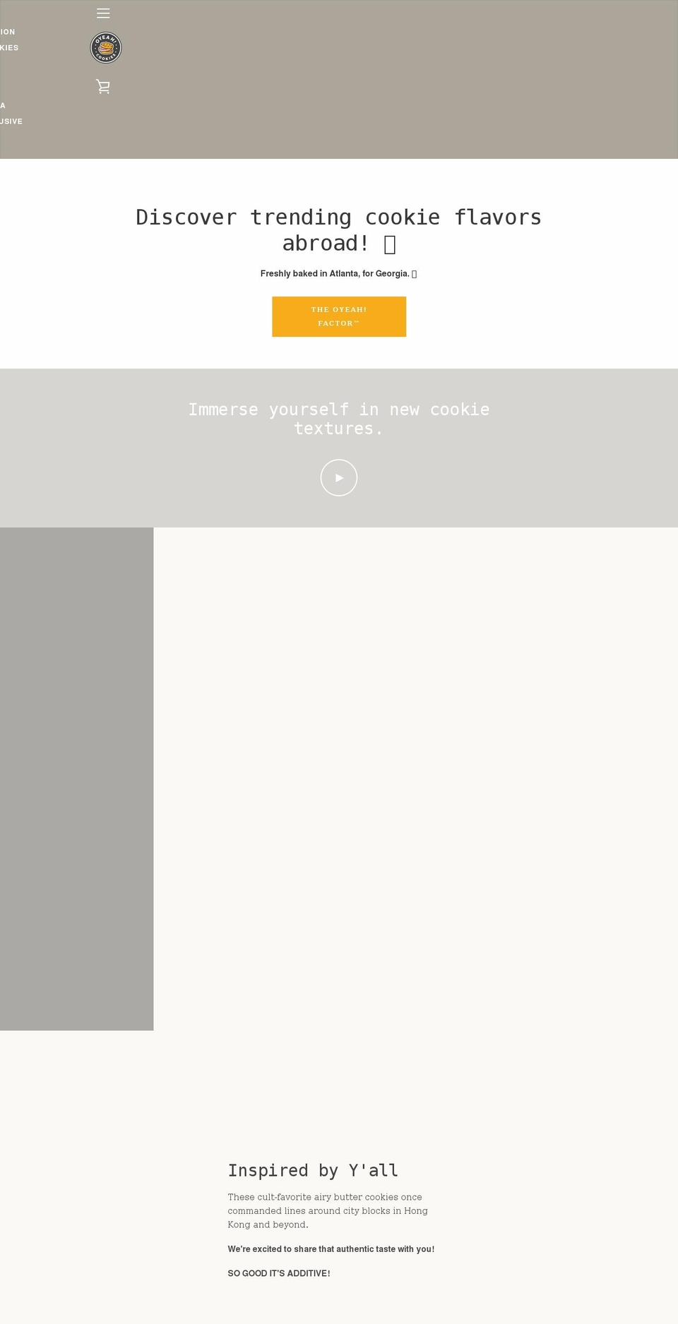 oyeahcookies.com shopify website screenshot