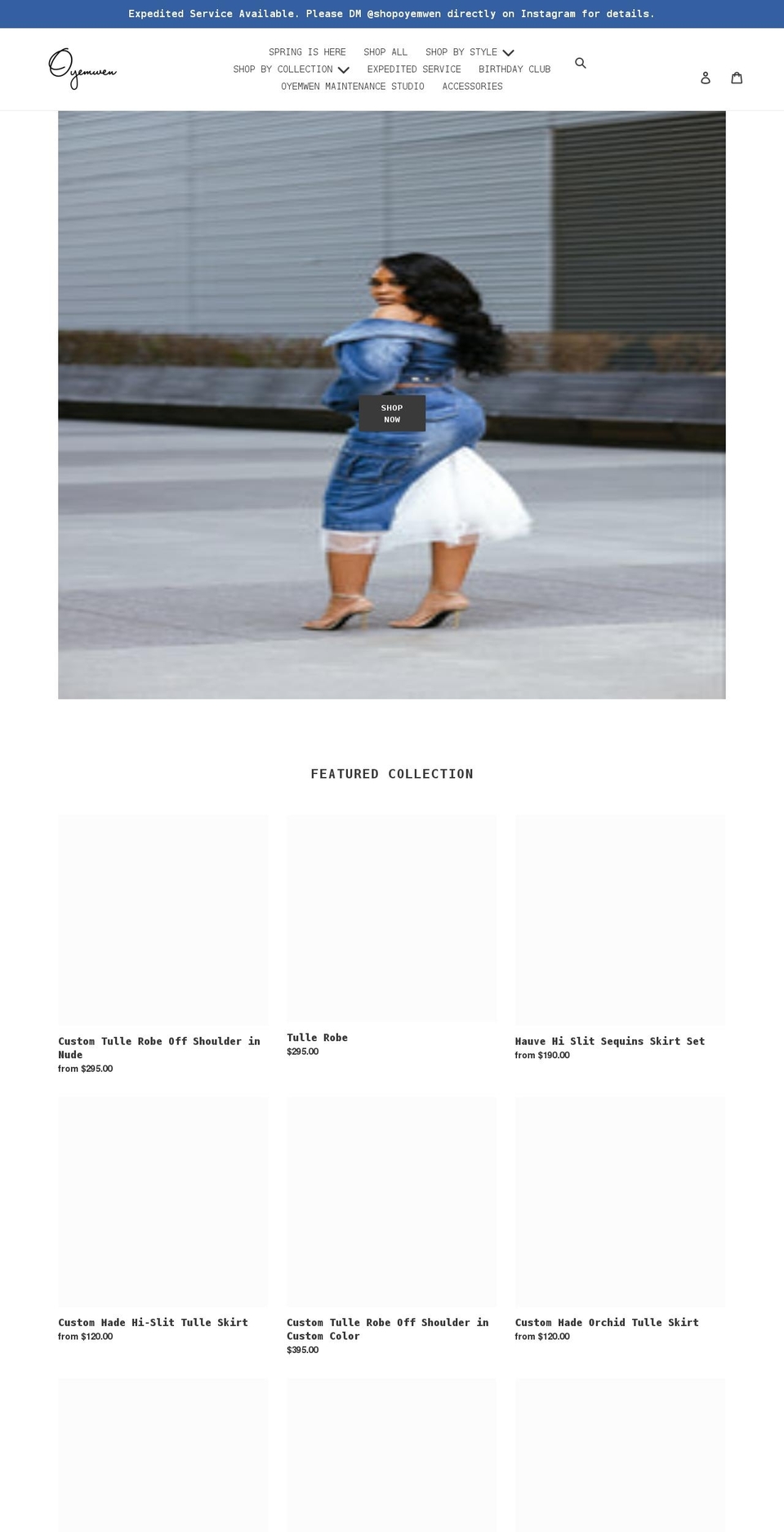 oyemwen.com — Shopify storefront screenshot