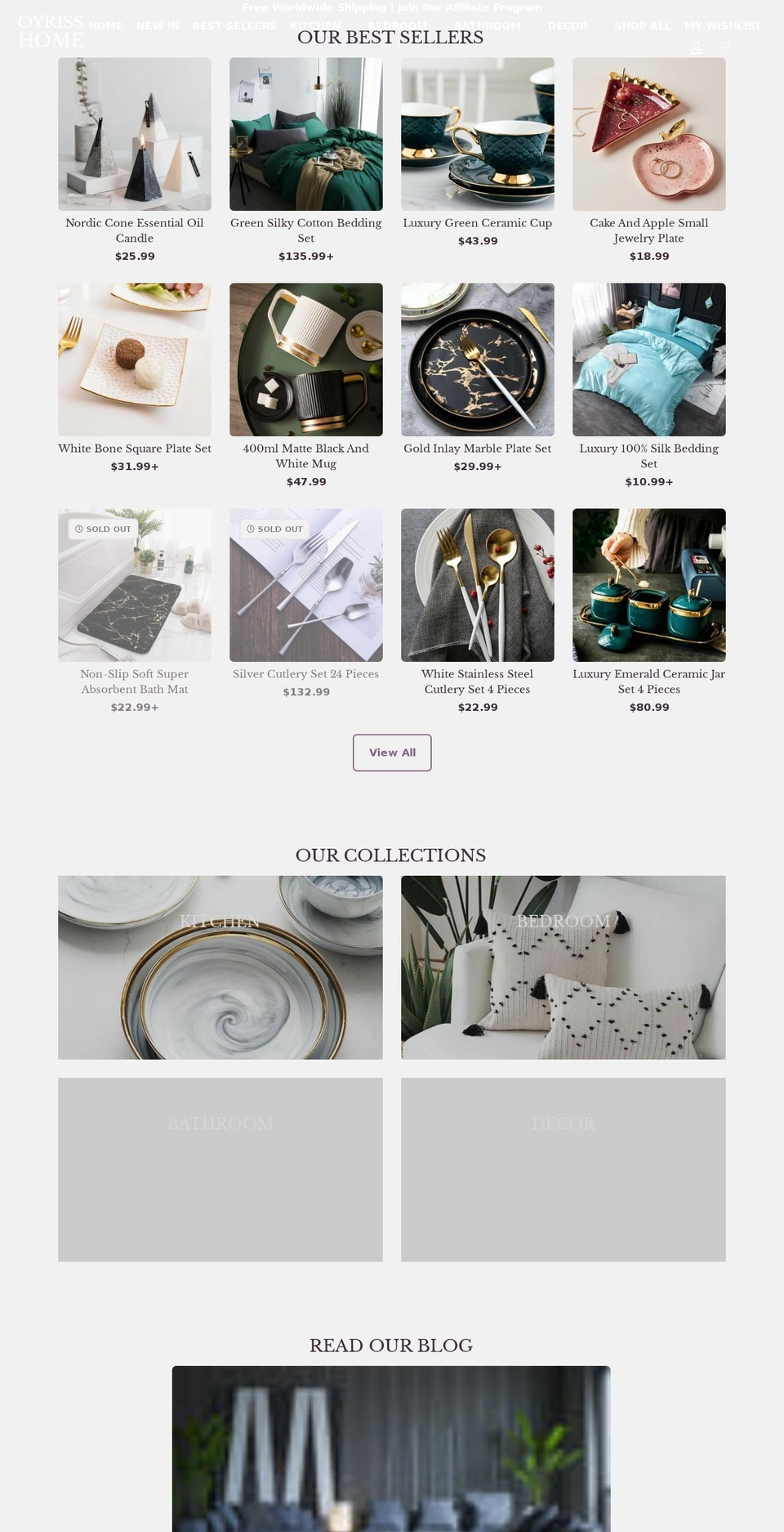 oyrisshome.com shopify website screenshot