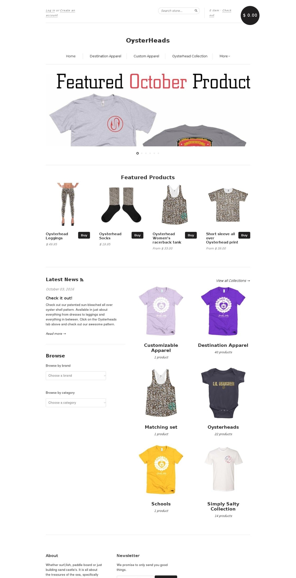 oysterheads.com — Shopify storefront screenshot