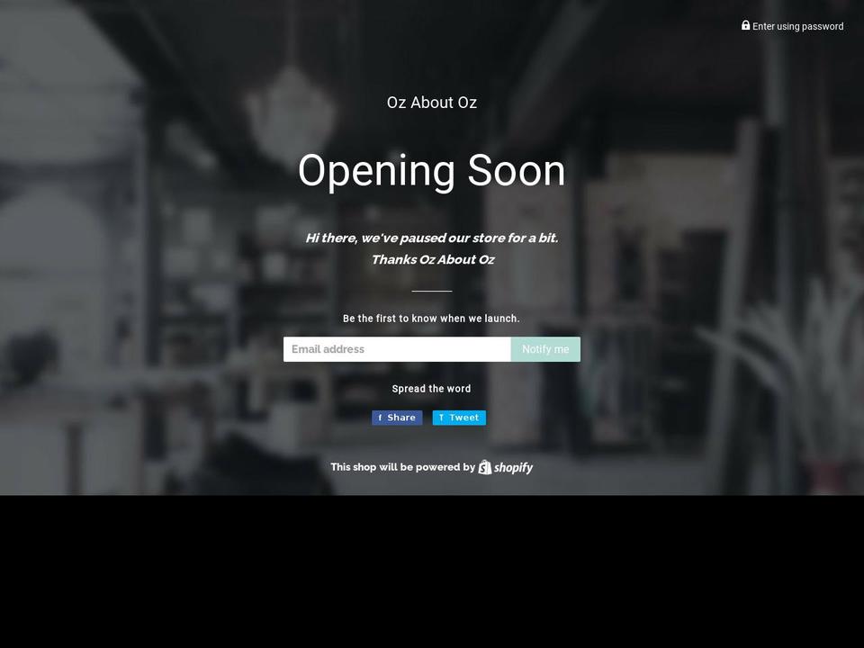 ozaboutoz.com — Shopify storefront screenshot