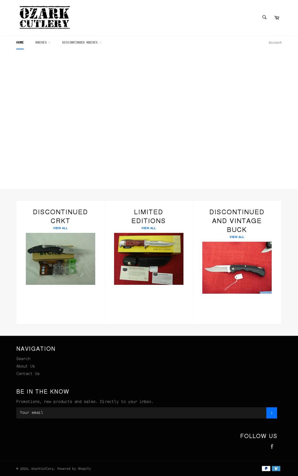 ozarkcutlery.com shopify website screenshot
