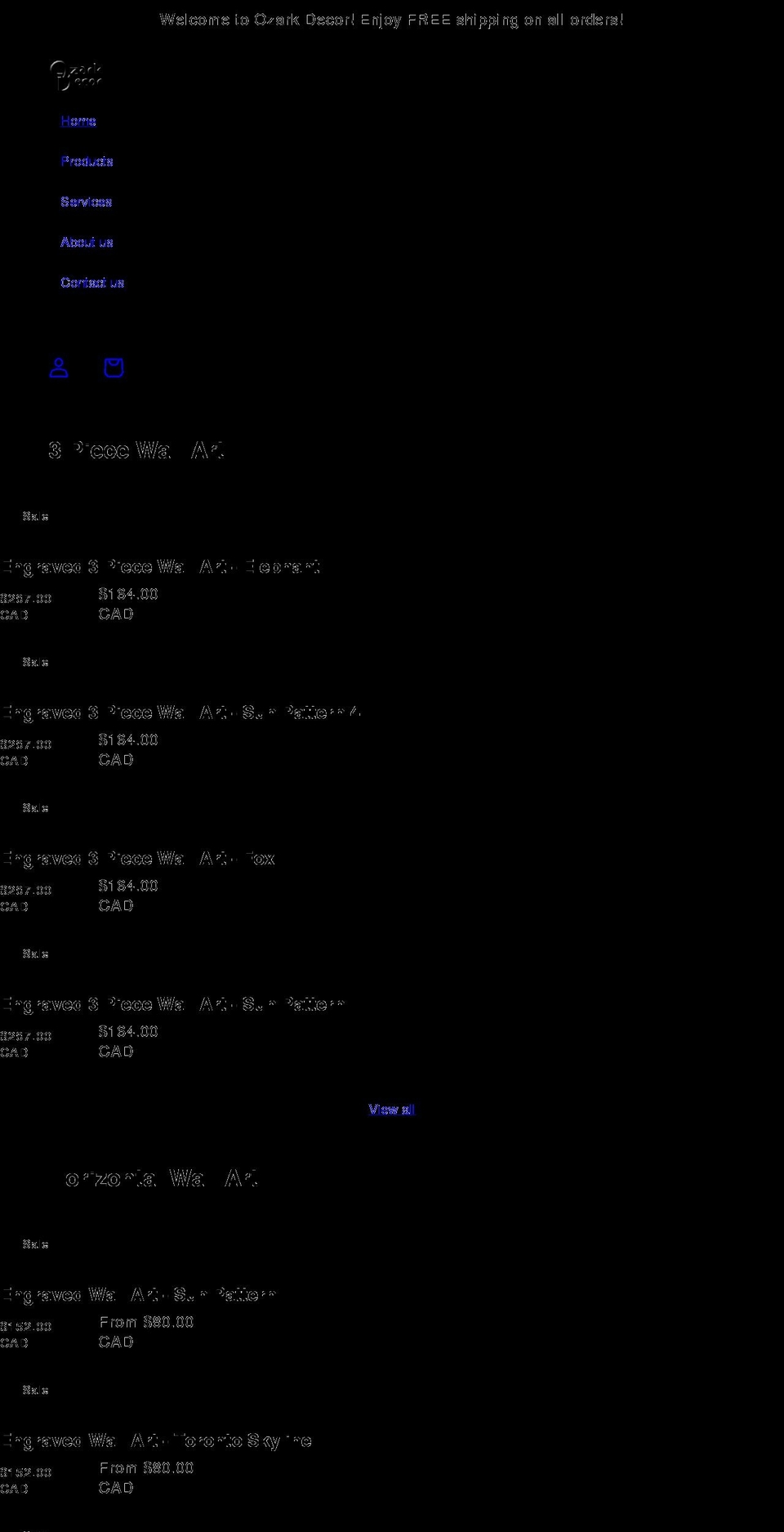 ozarkdecor.com shopify website screenshot