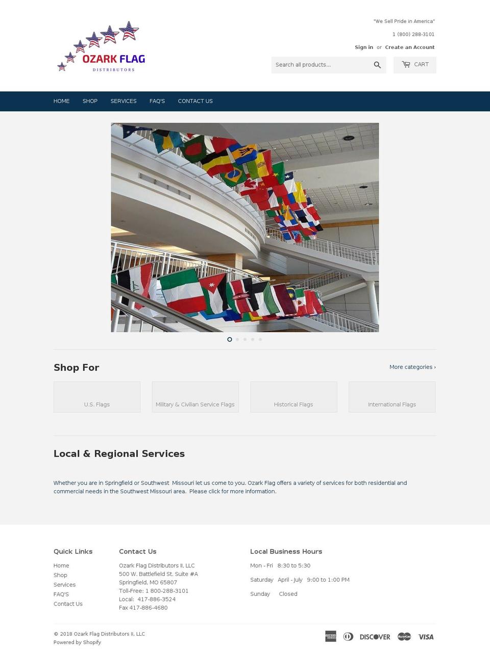 ozarkflag.com shopify website screenshot