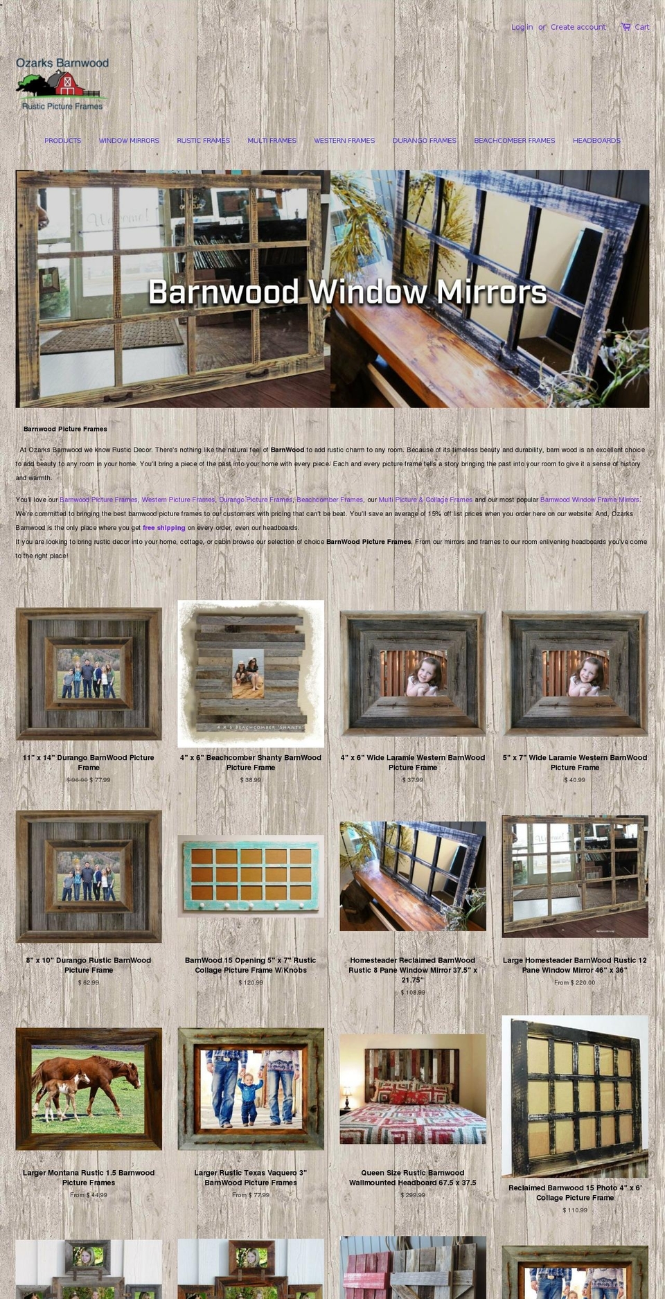 ozarksbarnwood.com — Shopify storefront screenshot
