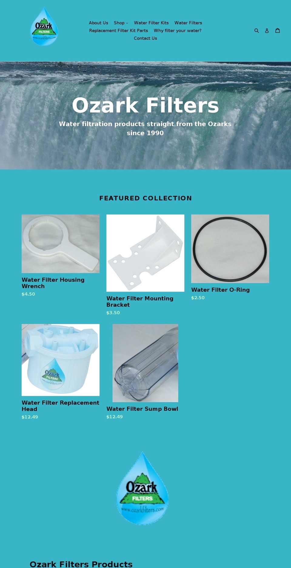 ozarkwaterfilters.com — Shopify storefront screenshot