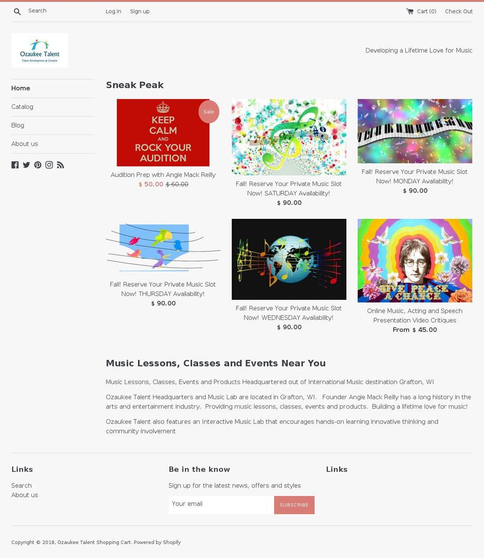 ozaukeetalentregistration.com shopify website screenshot