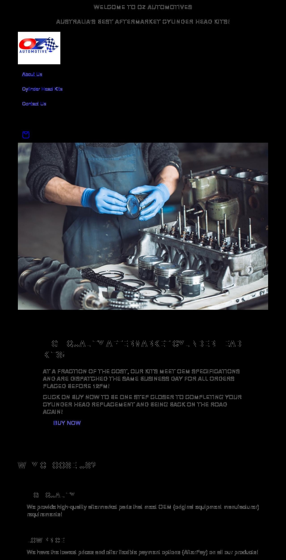 ozautomotives.com shopify website screenshot