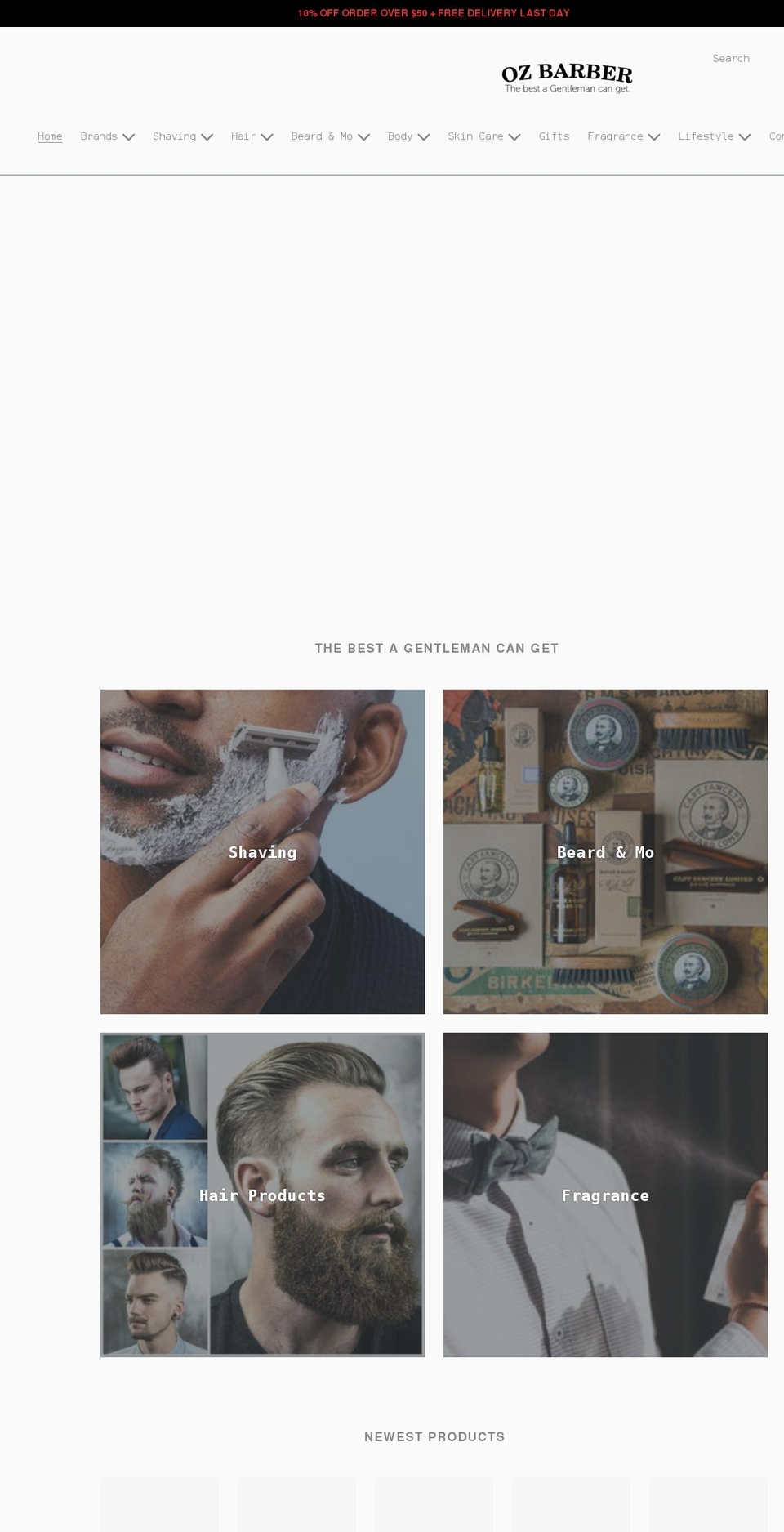 ozbarber.com shopify website screenshot