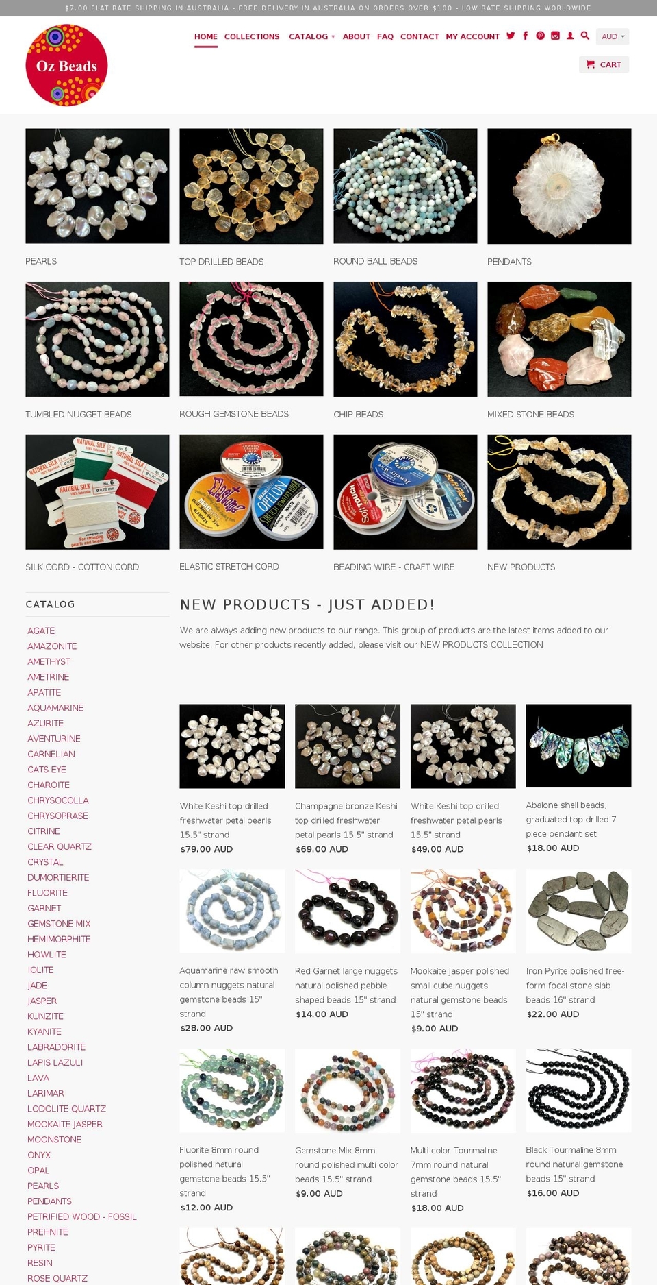ozbeads.com — Shopify storefront screenshot
