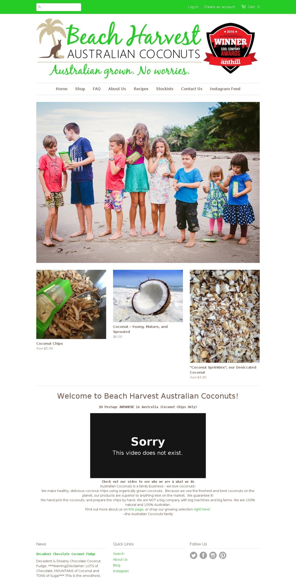 ozcoconuts.com shopify website screenshot