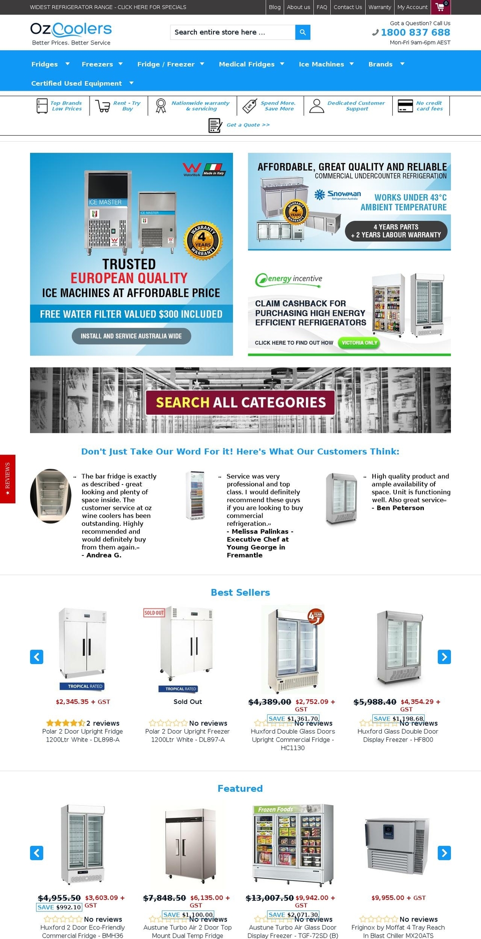 ozcoolers.com.au shopify website screenshot