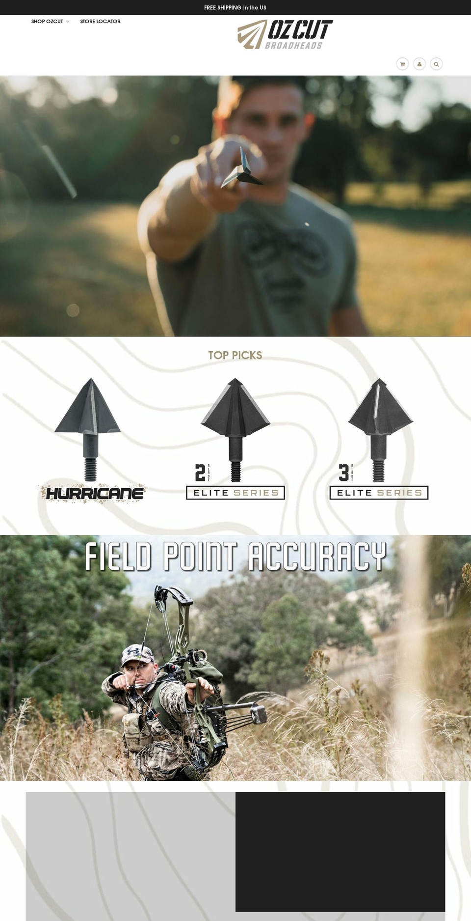 ozcutbroadheads.com shopify website screenshot