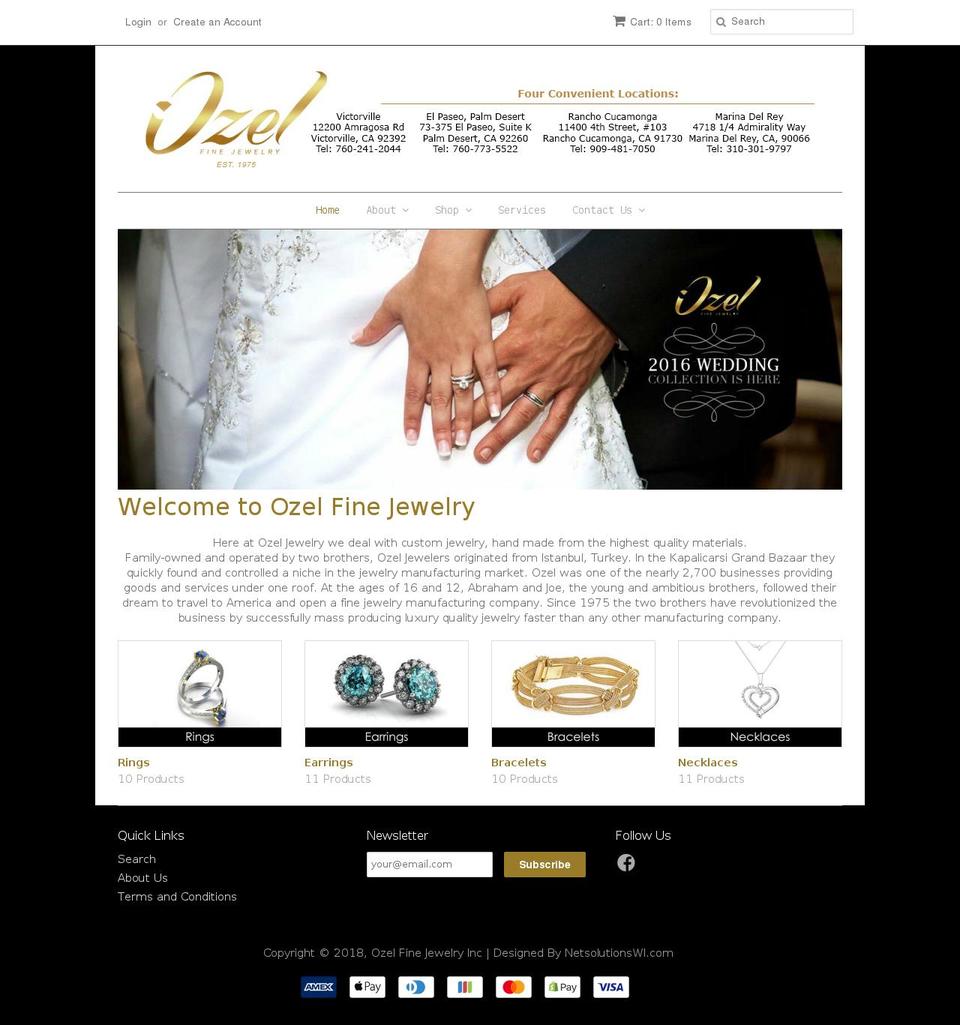 ozeljewelery.com shopify website screenshot