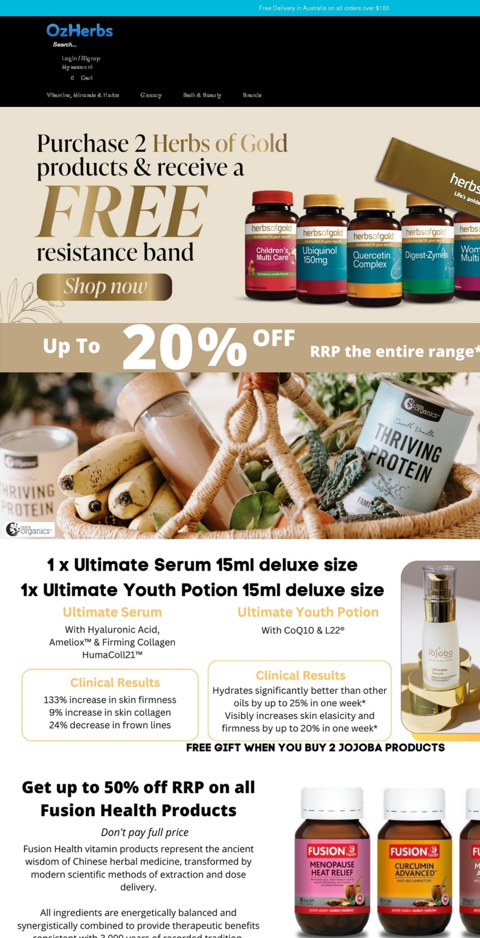 ozherbs.com.au shopify website screenshot