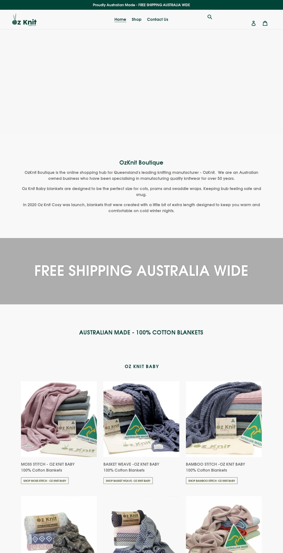 ozknitboutique.com shopify website screenshot