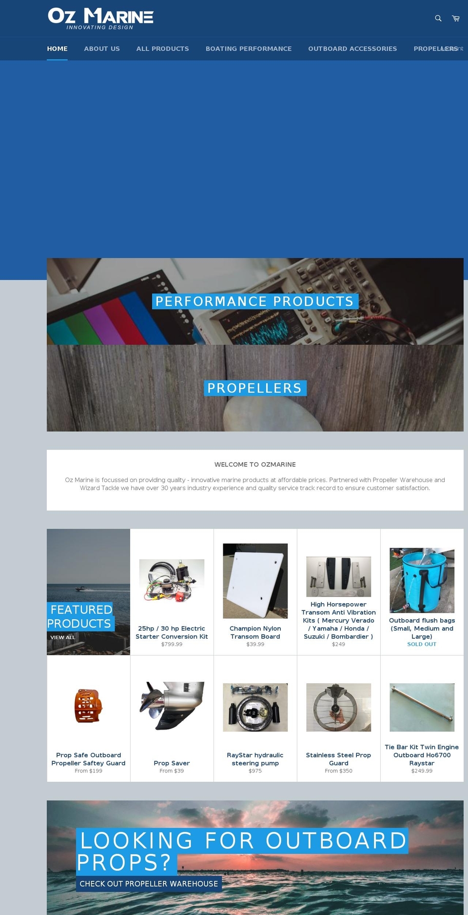 ozmarine.com.au shopify website screenshot