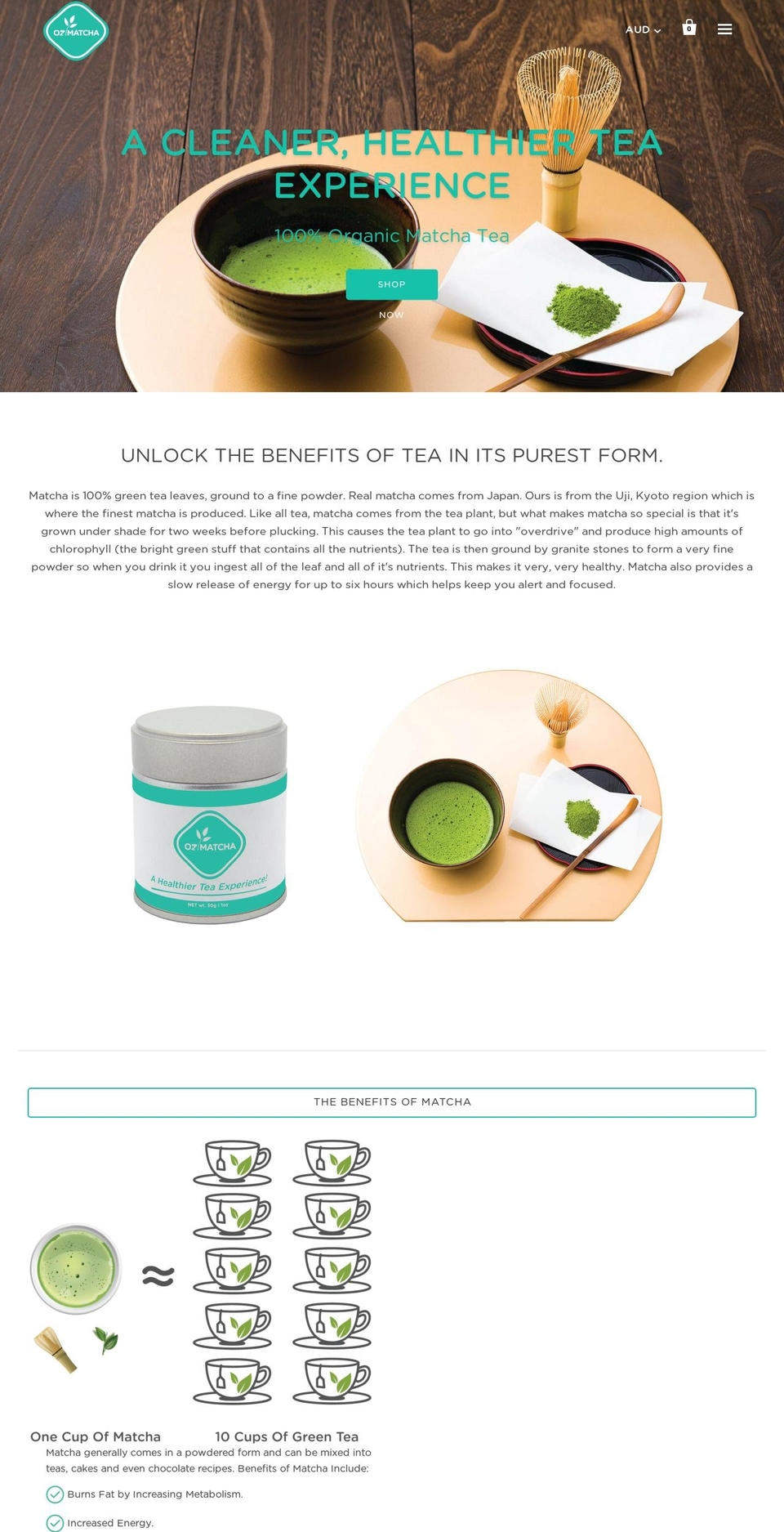 ozmatcha.com.au shopify website screenshot