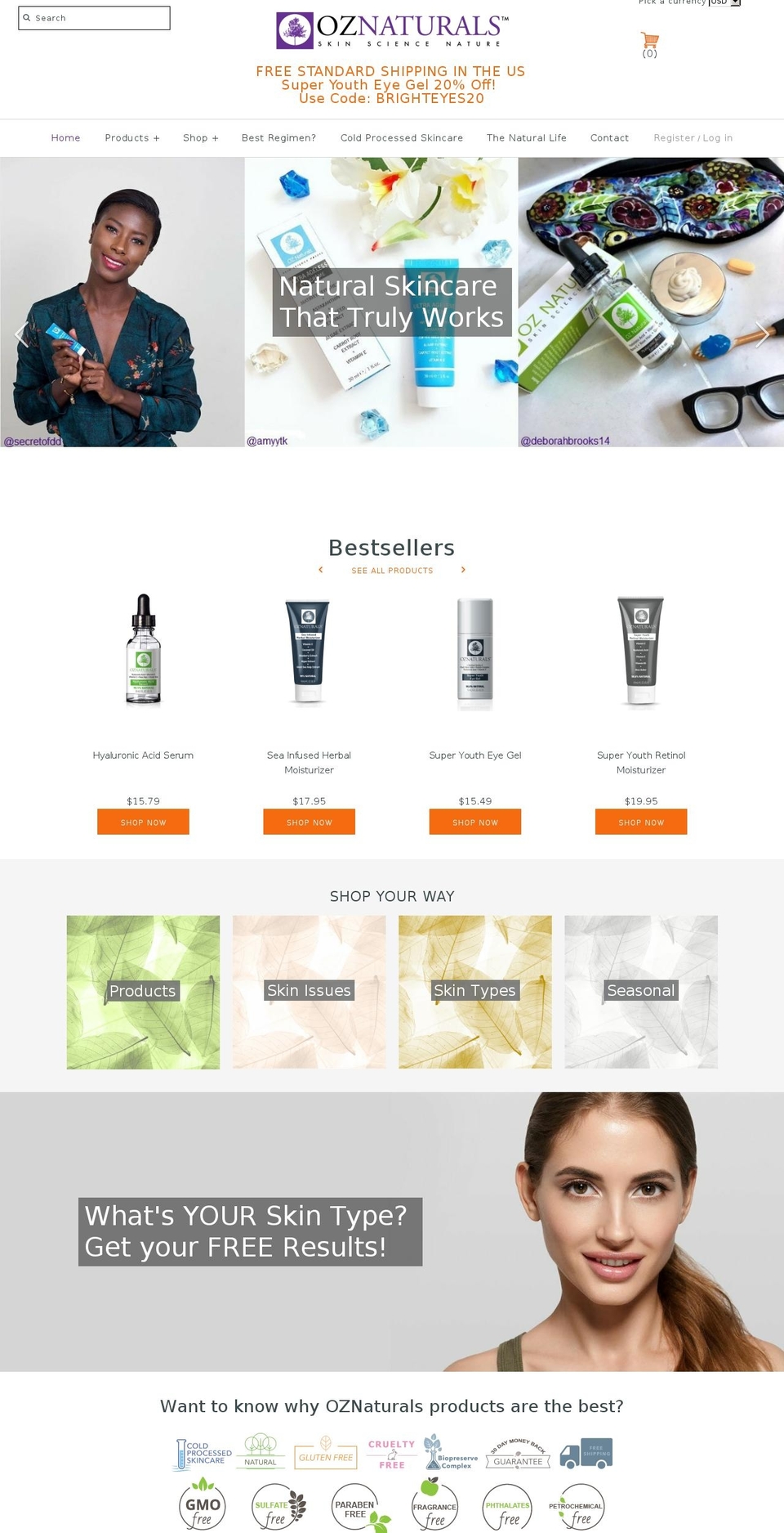 oznaturals.com shopify website screenshot